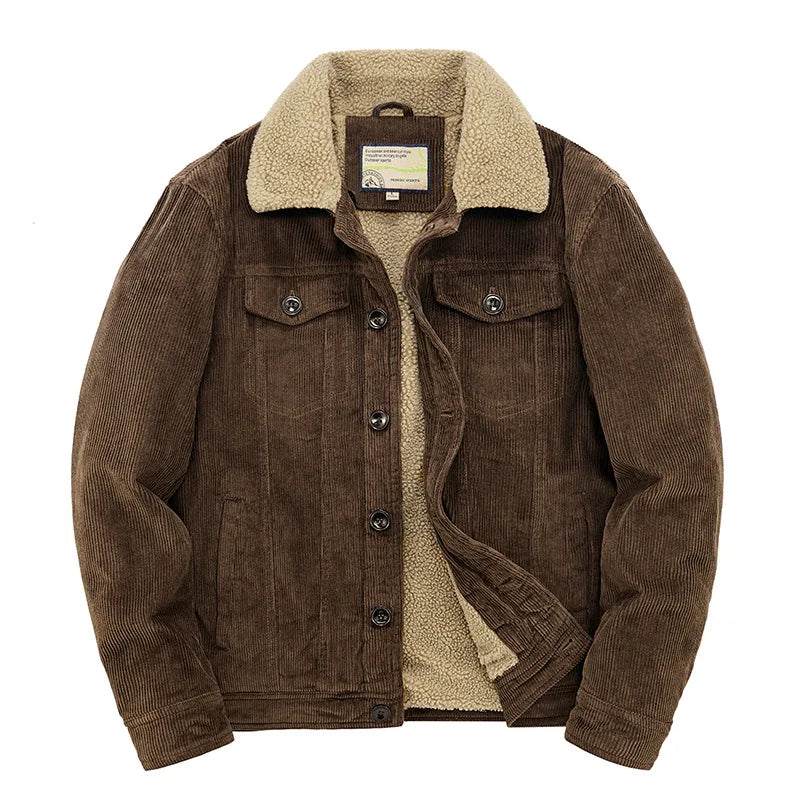 Men's quilted cotton windbreaker short parka with corded finish, warm casual windproof jacket