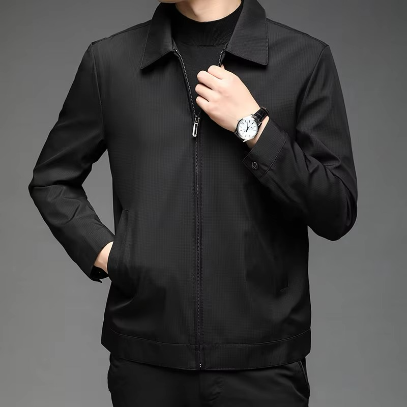 Men's lightweight stand collar jacket business casual slim fit polished boardroom style