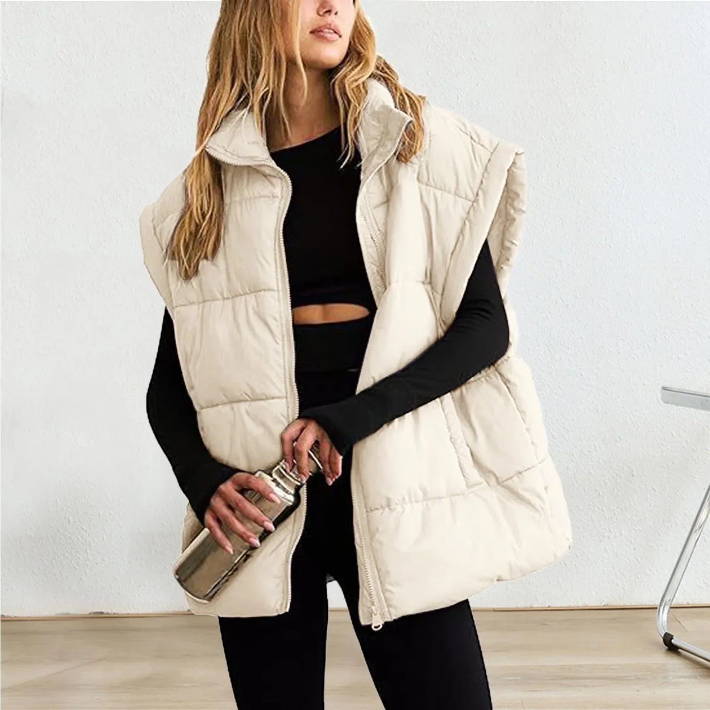 TrendAura puffer down vest cold weather layering thick warm padding modern silhouette outdoor style