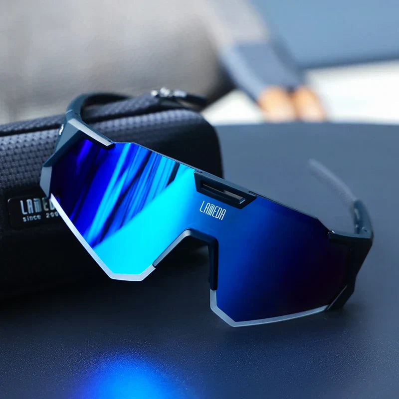 Men's polarized mirror cycling sunglasses featherlight aero frame reflective lenses low-profile sport fit