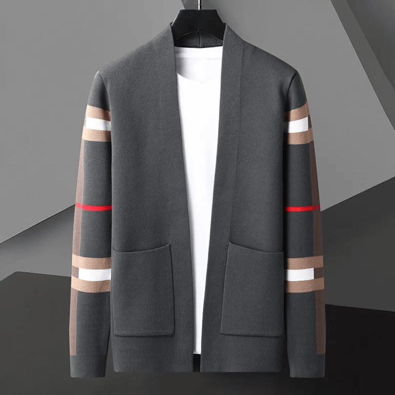 Men's gray wool blend crewneck sweater, modern slim fit with soft breathable fabric for everyday elegance