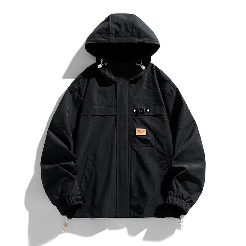 Delta Ridge waterproof outdoor jacket breathable poly blend hood adjustable waist multi-pocket design