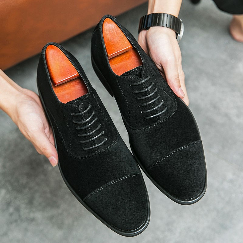 Urbann-Vibe Hamilton brown suede Oxford dress shoes with textured upper for all-day comfort