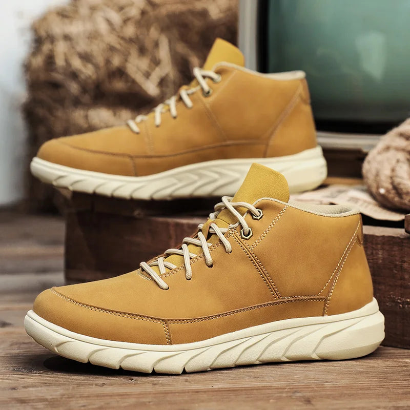 Men's Urbann-Vibe Crestline genuine leather sneakers with antigrid grip outsole in classic style