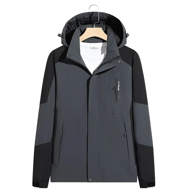 Unisex insulated ski jacket with adjustable hood, modern slim silhouette for cold-weather outdoor activities