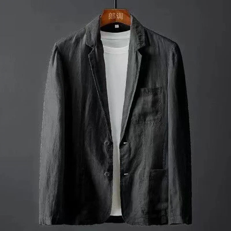 Men's vintage wash cotton blazer lightweight unlined relaxed fit with lived-in washed texture