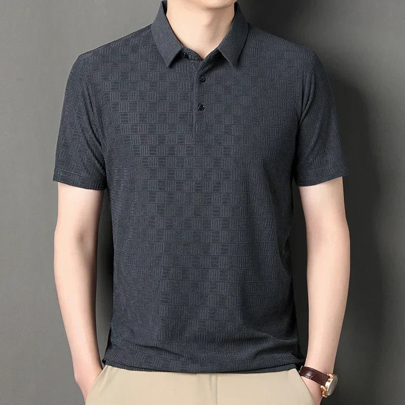 Men's Ray Weave polo shirt soft cotton blend breathable refined pattern business casual everyday style
