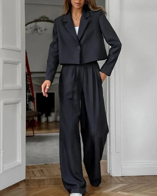 Women's two-piece office set matching trousers and elegant top breathable professional workwear attire