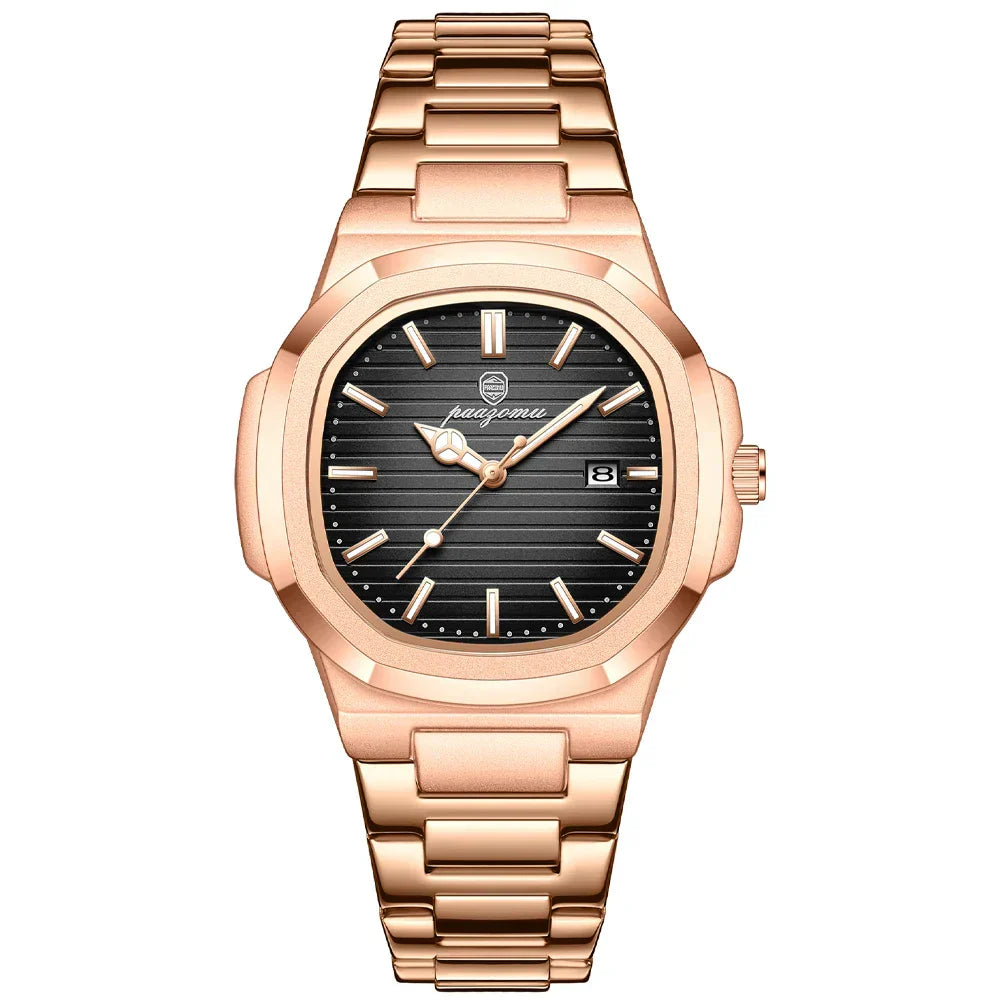Men's TrendAura Foundation stainless steel quartz watch with luminous hands and metal bracelet