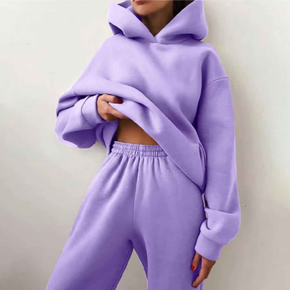Women's soft cotton tracksuit set oversized hoodie matching joggers relaxed lounge fit