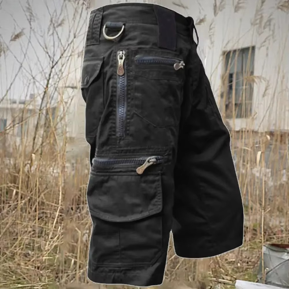Men's tactical cargo shorts military straight fit multi-pocket utility design for outdoor adventures