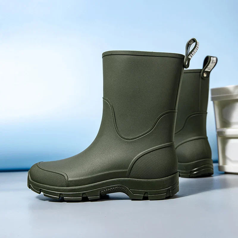 Olivia women's black waterproof rubber outdoor boots with all-day comfort fit for wet weather