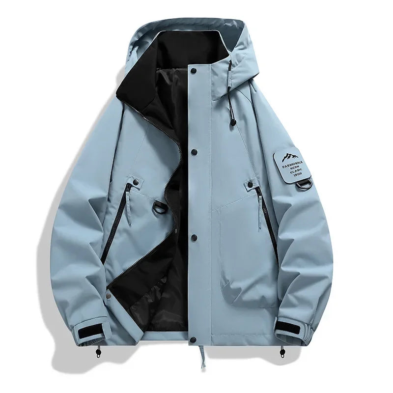 Unisex winter ski jacket half-zip hooded coat modern cold-weather style for men and women
