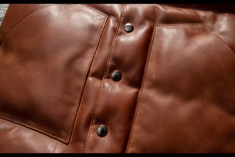 Men's dark brown quilted lambskin leather puffer biker vest with premium insulation for motorcycle riders