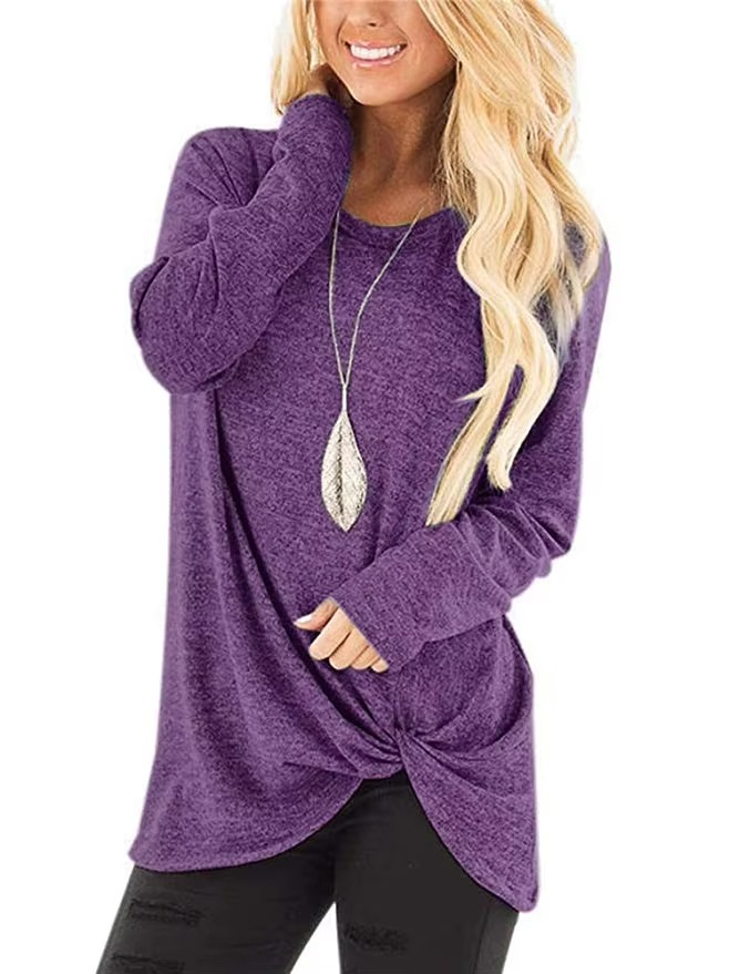 Women's cold shoulder tunic top long sleeve twist knot detail casual chic everyday style