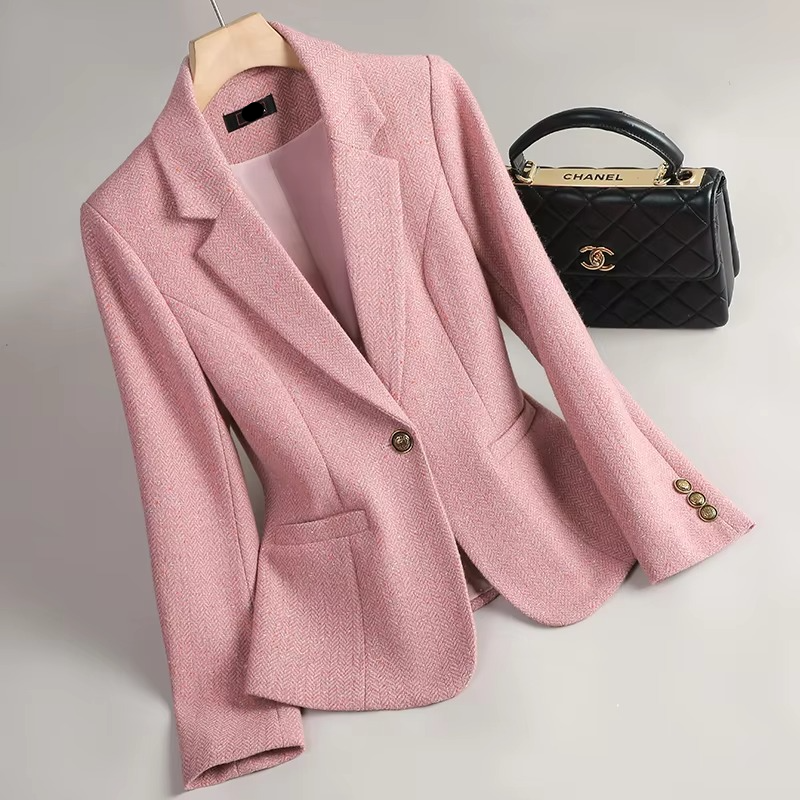 Women's retro wool blazer coat vintage-inspired tailoring single-button front autumn winter outerwear