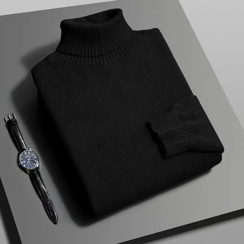 Men's slim fit knitted turtleneck sweater long sleeve anti-pilling acrylic blend everyday warmth