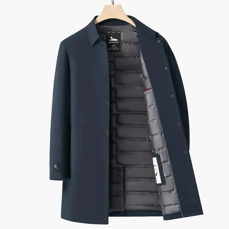 Men's slim-fit transitional jacket stand-up collar concealed placket elegant city office wear