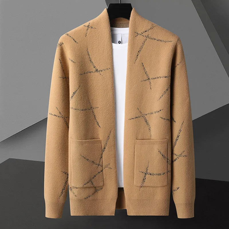 Solid-color professional cardigan streamlined silhouette with discreet pockets for business casual style