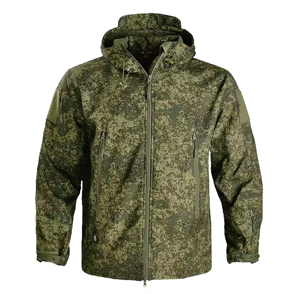 Men's gray softshell fleece jacket windproof slim fit with breathable weatherproof outer layer