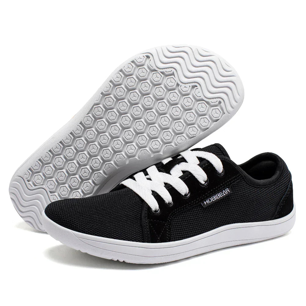 Unisex minimalist zero-drop barefoot sneakers with wide toe box for outdoor and casual wear