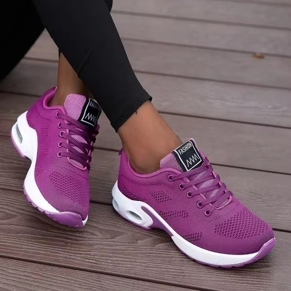 Women's white platform mesh sneakers chunky sole breathable lightweight sporty elevation comfort