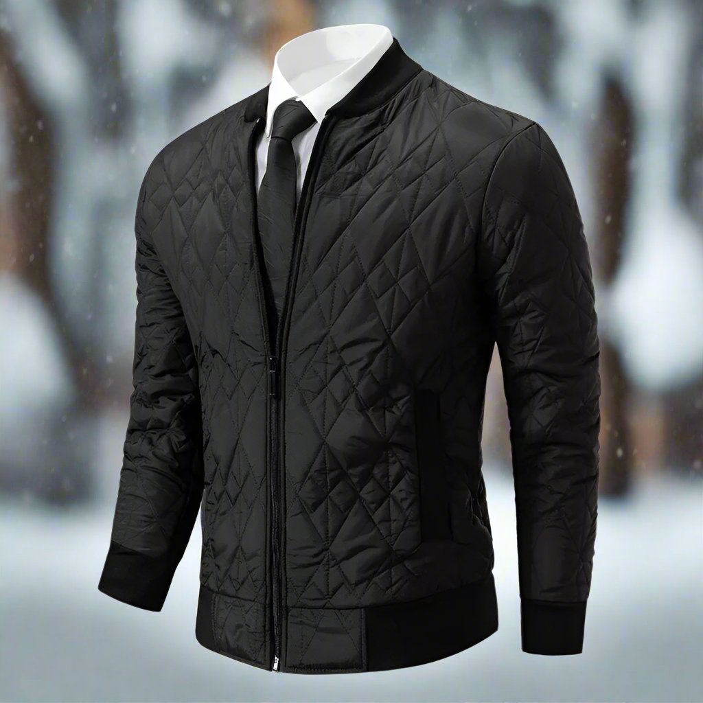 Men's Theodore regular fit bomber jacket in quilted ribbed design with zip front closure for everyday style
