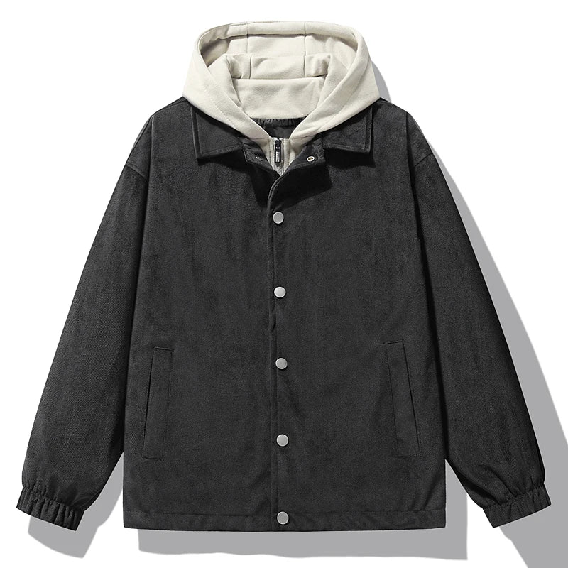 Men's Velian hooded jacket in urban autumn style, durable streamlined layer for everyday wear