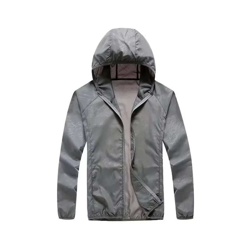 Lightweight waterproof windbreaker raincoat unisex hiking jacket water-repellent polyester with packable hood