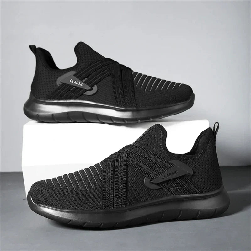 TrendAura Navero gray slip-on mesh sneakers featherweight breathable knit upper daily walking comfort