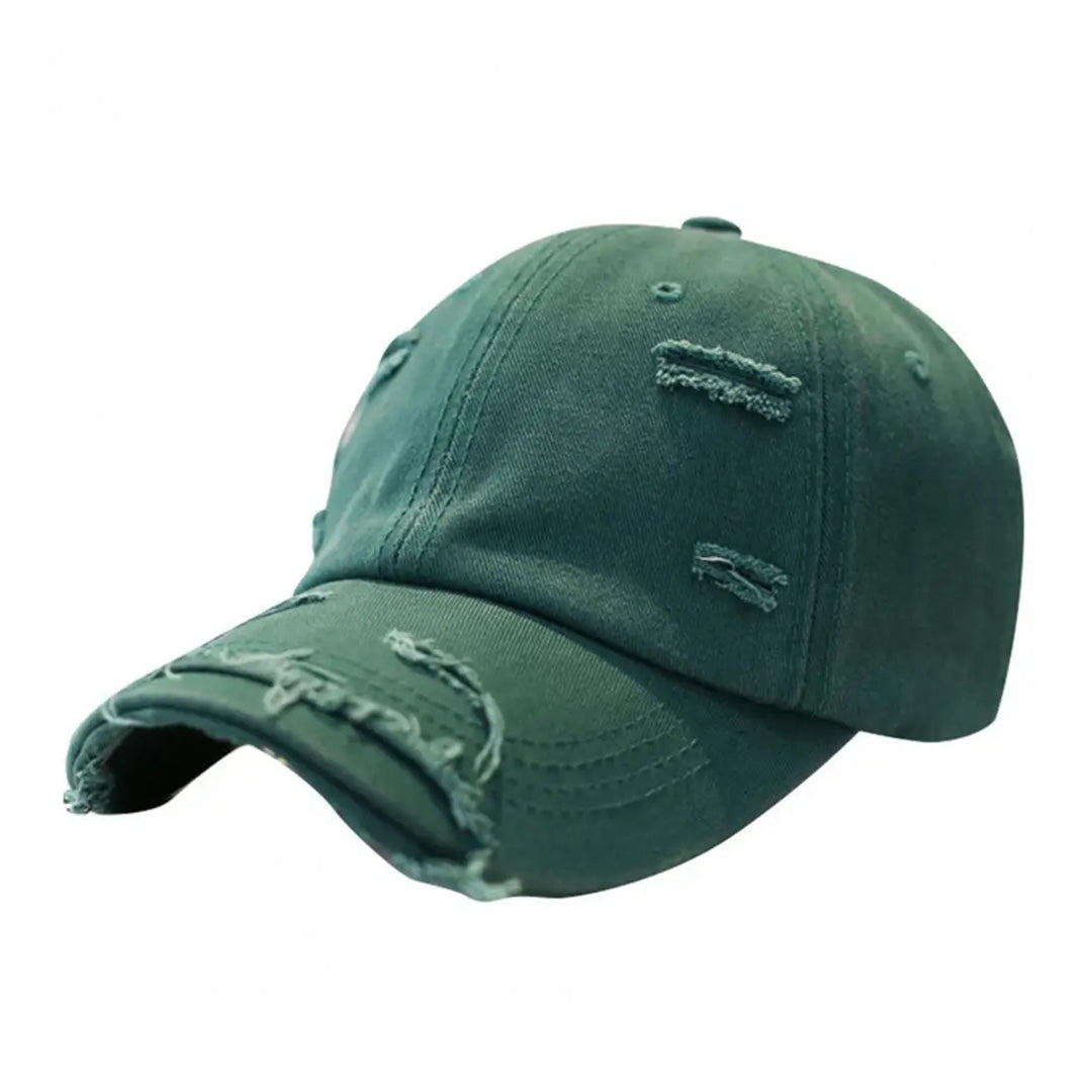Men's vintage distressed cotton baseball hat with extended brim and built-in interlayer structure