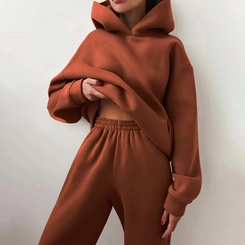 Women's cotton tracksuit set oversized hoodie matching joggers relaxed lounge fit soft blend