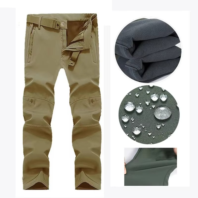 Men's dark softshell fleece hiking jacket, windproof waterproof with microfleece interior lining