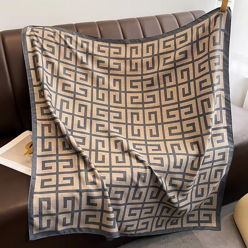 Women's silk square scarf polka dot stripe pattern lightweight 35x35 versatile summer neckerchief