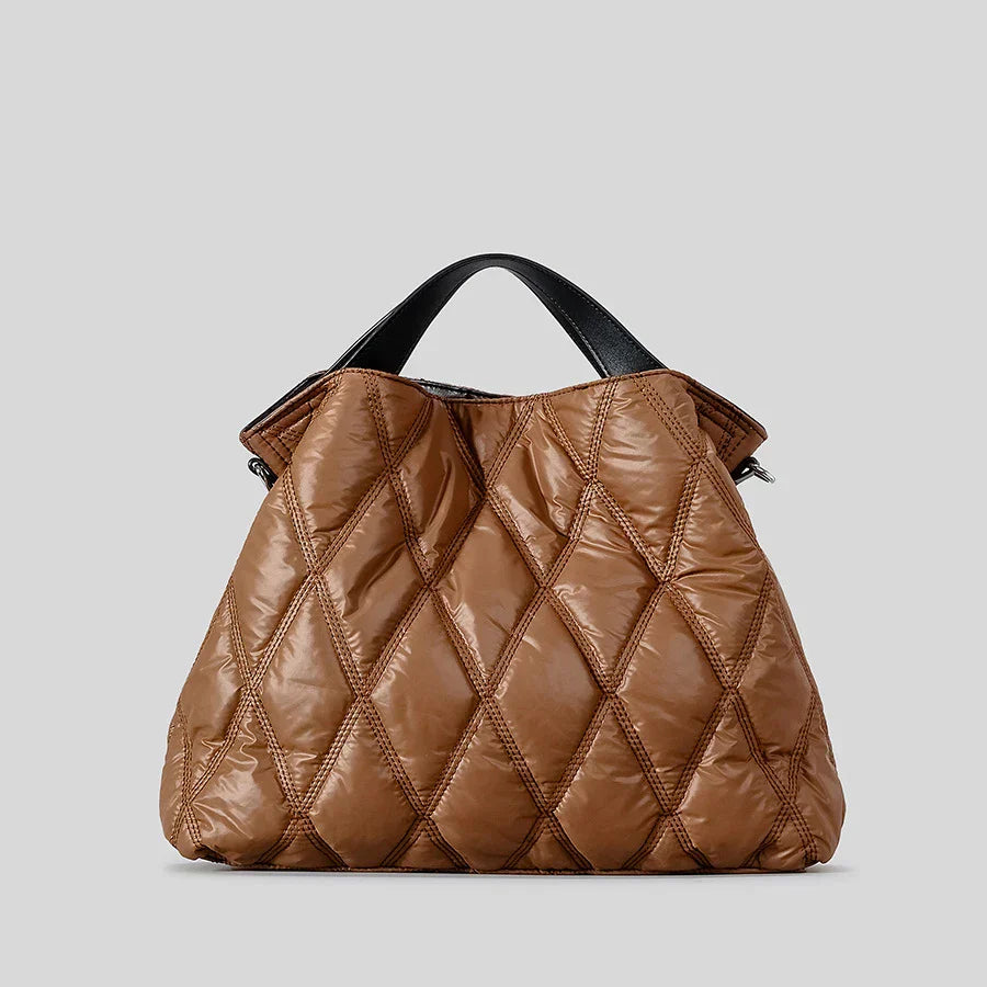 Urbann Vibe Arca black diamond quilted tote bag with cotton down filling and spacious professional interior