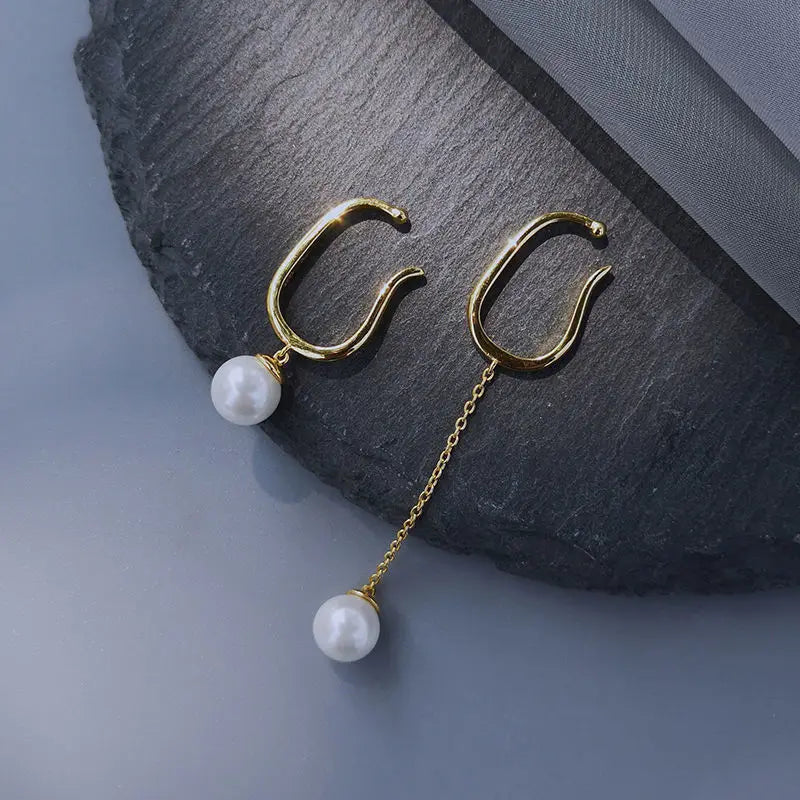 Monroe baroque cuff earrings 14k gold plated pearl drop no piercing lightweight vintage-inspired