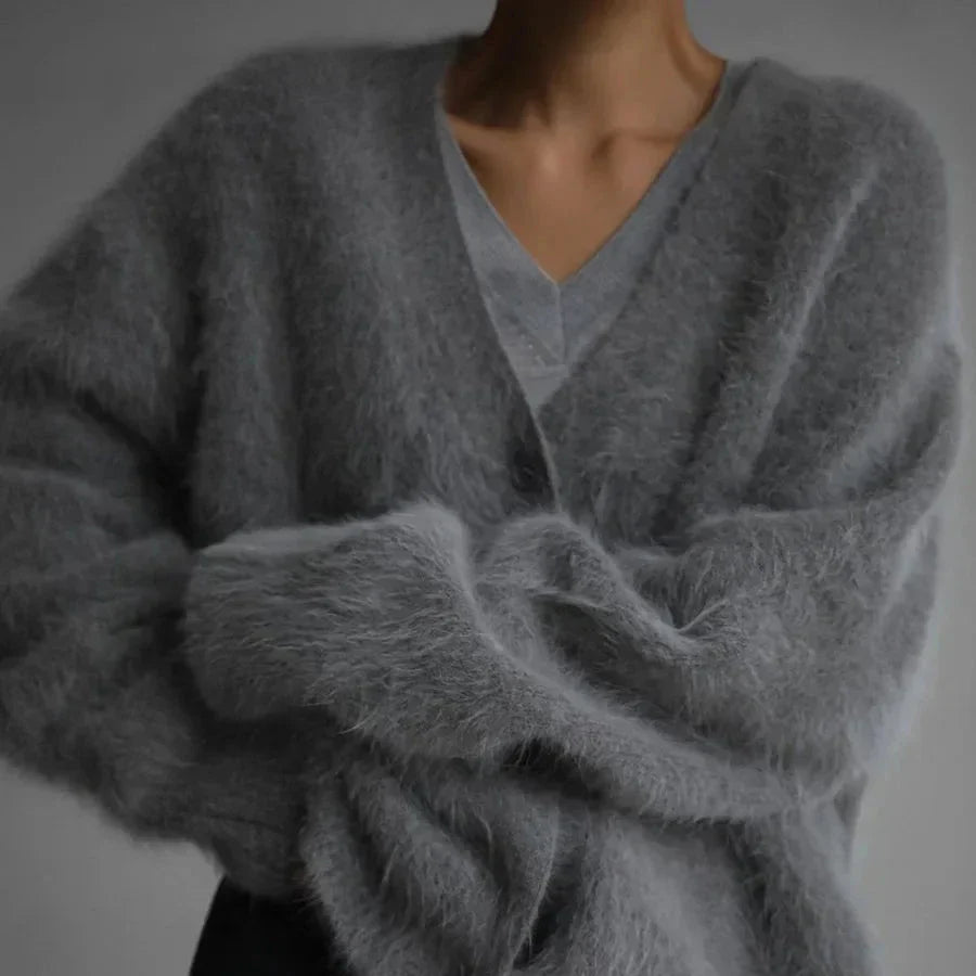 Women's ivory wool blend cardigan single-breasted ultra-soft weightless layering essential polished fit
