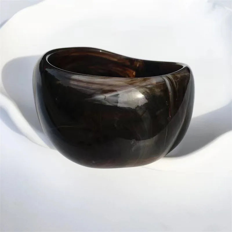 Genevieve marble-patterned acrylic bangle irregular silhouette stackable statement bracelet for women