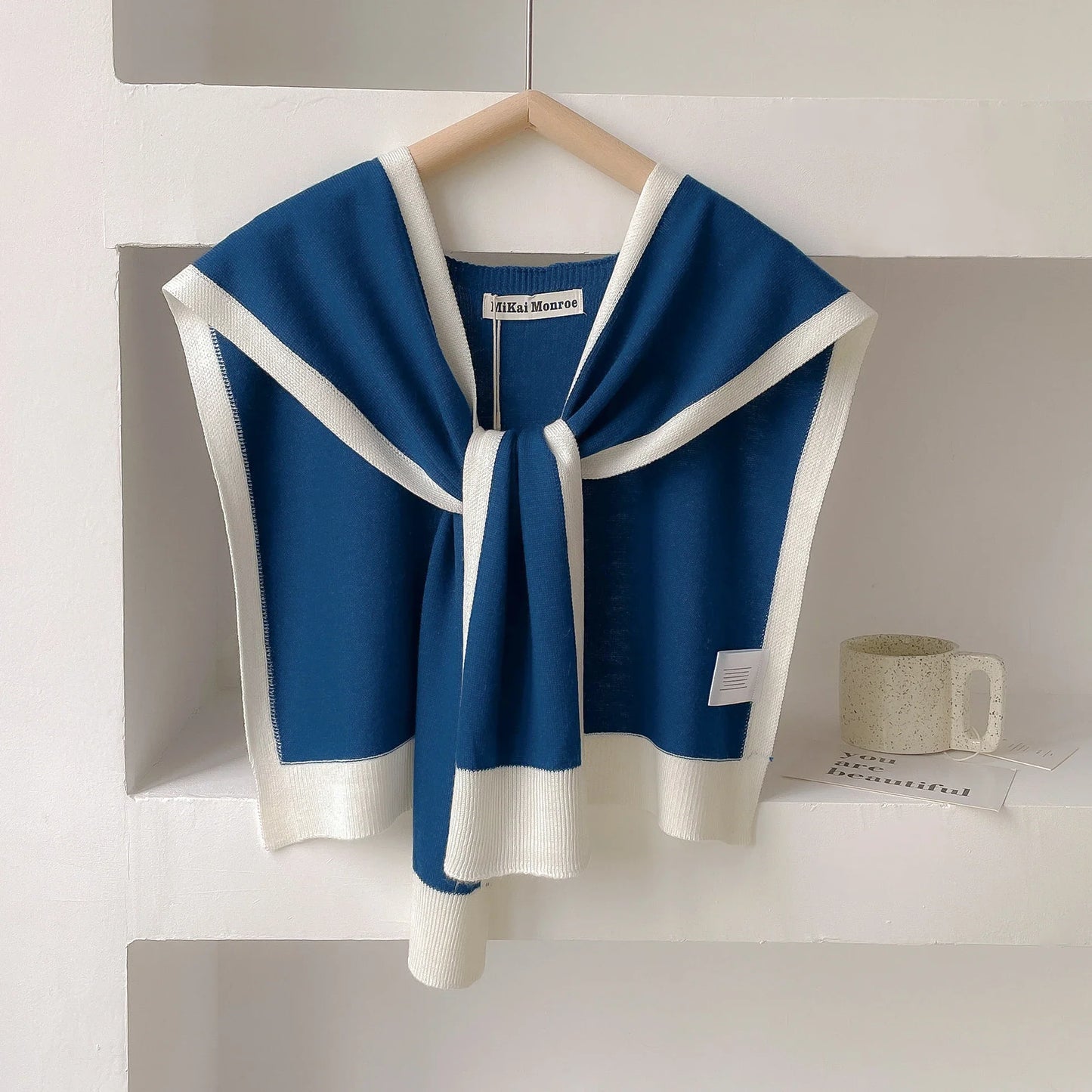 Emma striped knit shoulder shawl lightweight breathable layer versatile spring office women scarf wrap