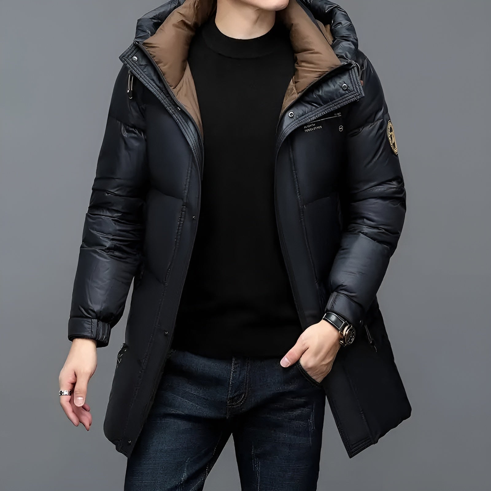 Keystone waterproof down parka extreme cold weather 90% duck down insulation sleek modern fit
