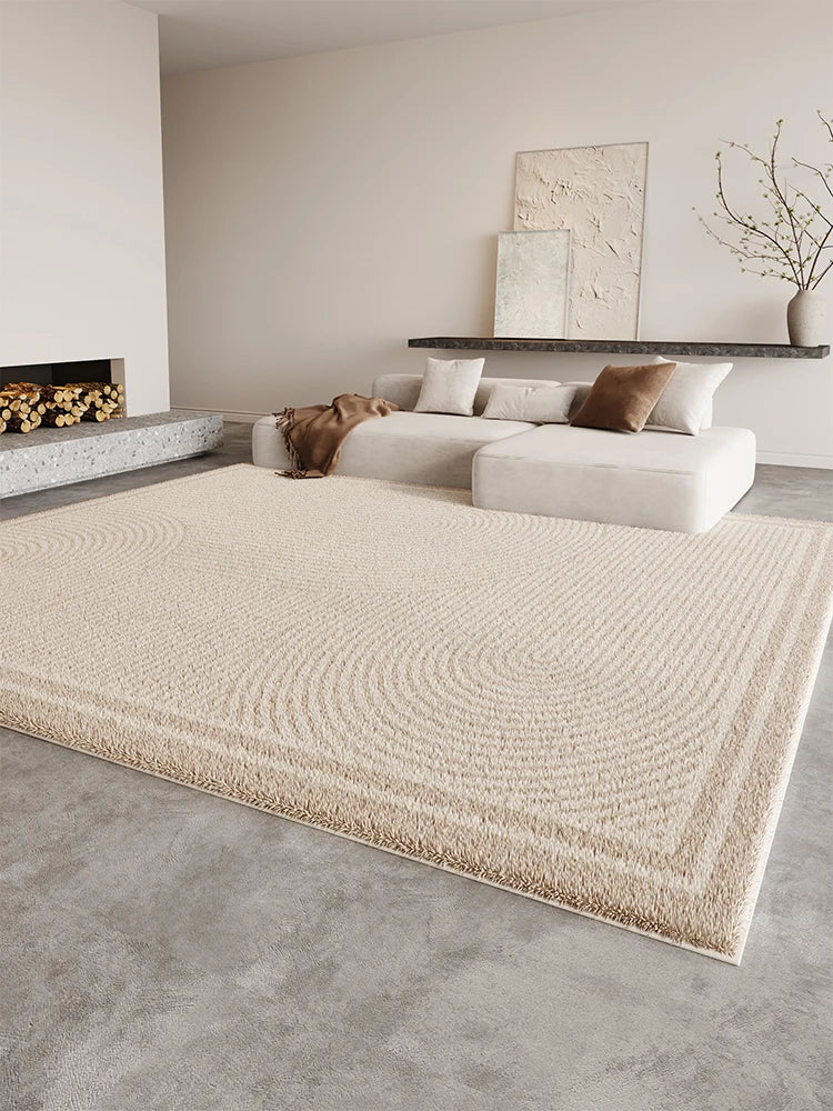 Cream fluffy large area rug thick plush pile soft cloud-like texture for living rooms and bedrooms