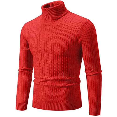 Men's gray ribbed turtleneck sweater tailored fit breathable soft knit ideal for layering all season