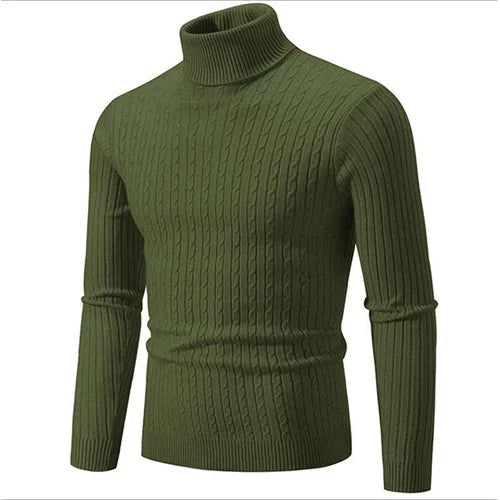 Men's gray turtleneck sweater tailored ribbed knit fit soft breathable fabric ideal for layering