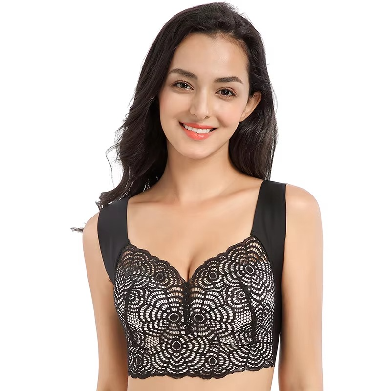 Nude lace full-coverage underwire lifting bra wide straps all-day support fuller figures