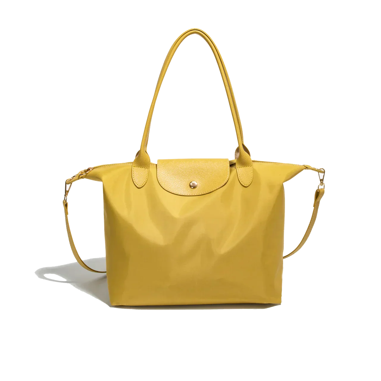Aria foldable nylon tote bag water-resistant lightweight design with leather handles for women