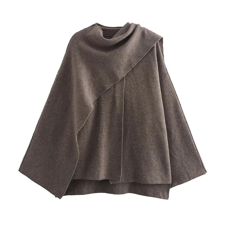Ariana asymmetric knit commuter coat warm cozy split detailing urban autumn winter layering