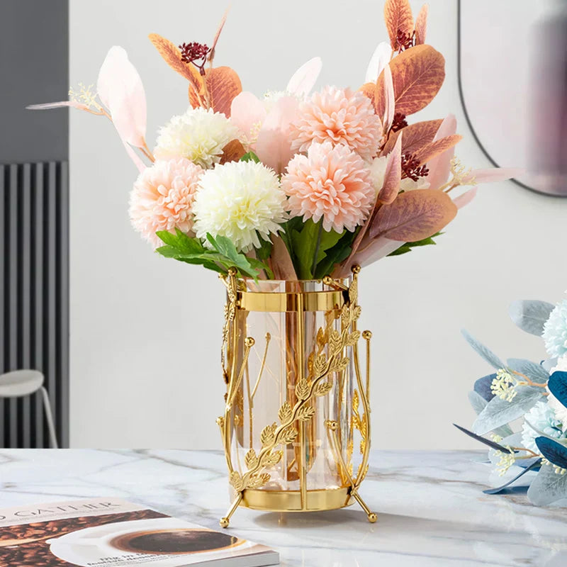 Nyx golden glass vase gold-plated frame modern centerpiece bold geometric décor accent