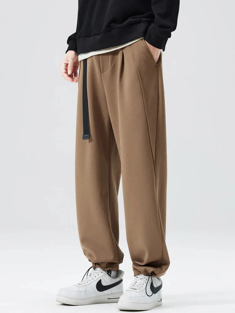 Men's gray relaxed fit fleece sweatpants with elastic belt for cozy everyday comfort