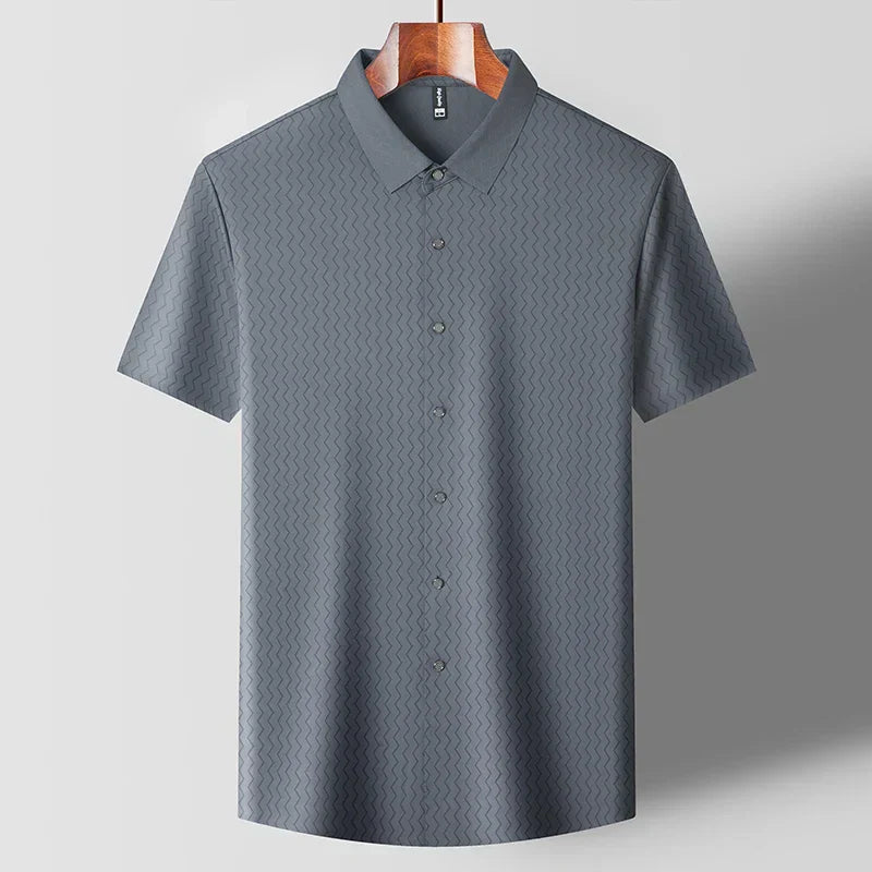 Men's striped dress shirt lightweight breathable fabric modern slim fit versatile work casual wear