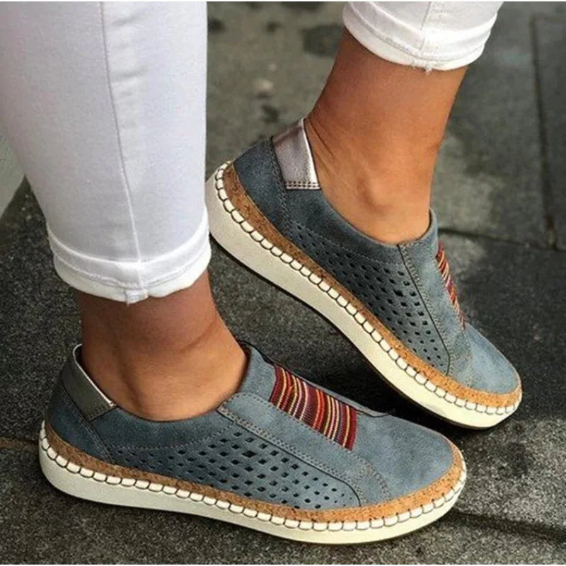 Women's slip-on shoes breathable perforated upper cushioned sole casual everyday comfort style